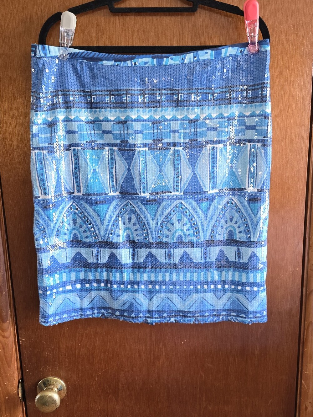 Vintage Etcetera Blue Floral Striped Geometric Wrap Skirt Women's Size 8